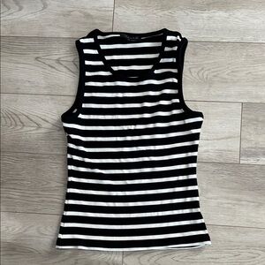 Black and White Striped Sleeveless Top by tahari! Cute, stretchy and comfortable